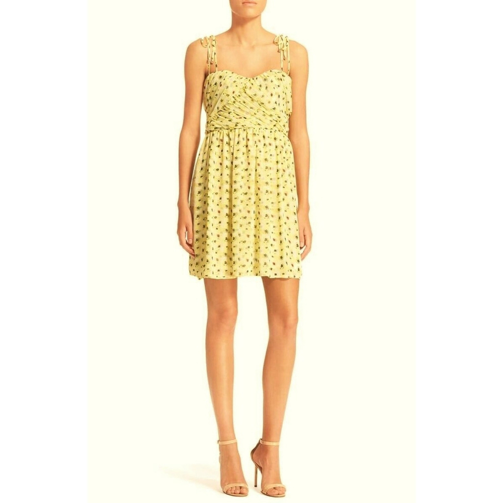 The Kooples Yellow Floral Anemone Print Chiffon Dress Women's Sz S